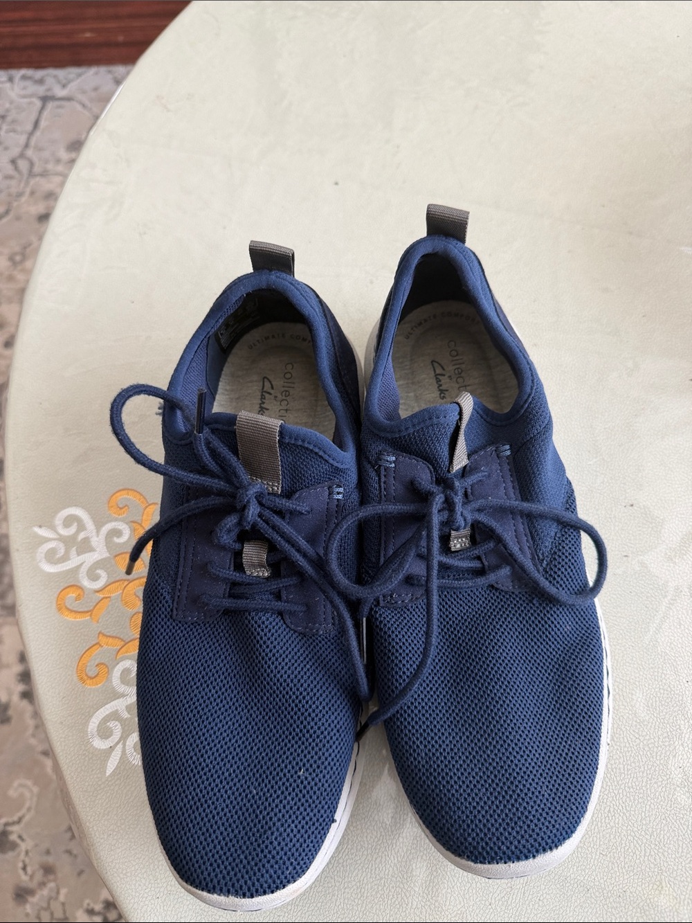 Clarks Men's Dark Blue Mesh Lace-Up Sneakers